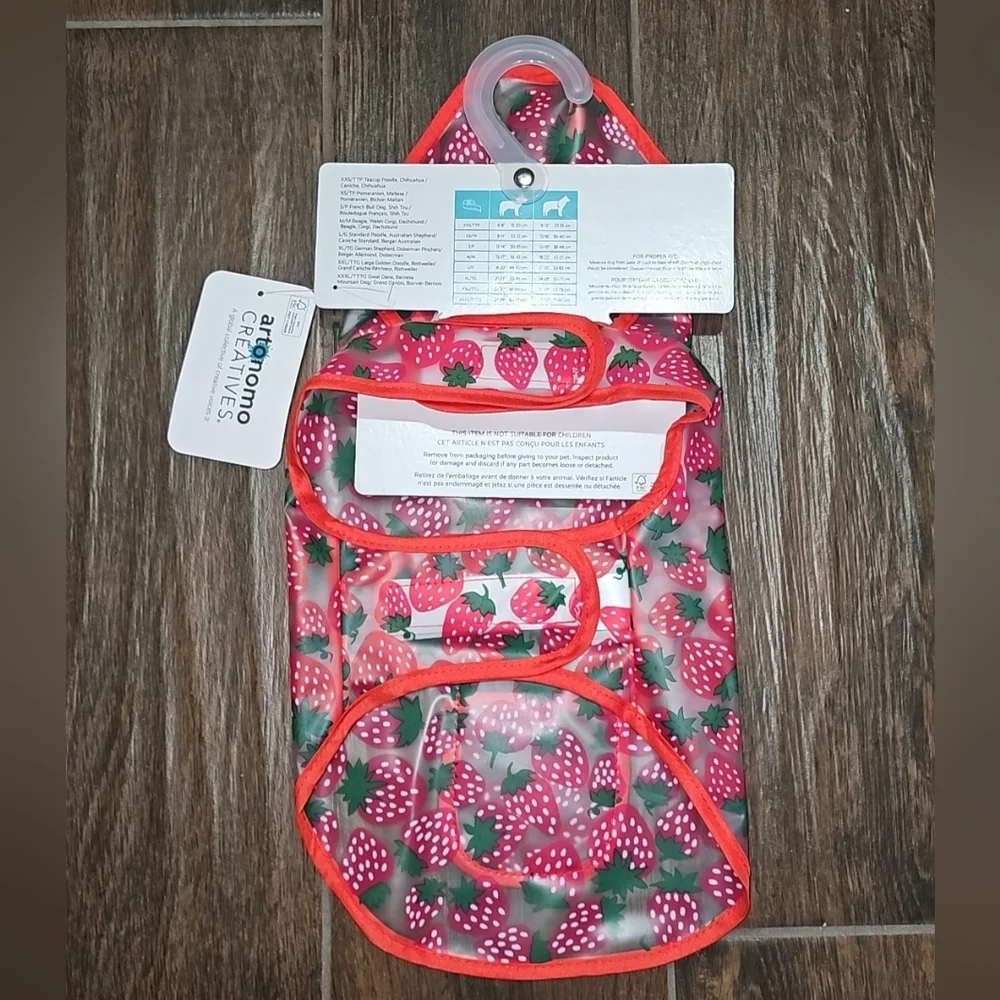 Artonomo Creatives Strawberry Print Dog Rain Coat